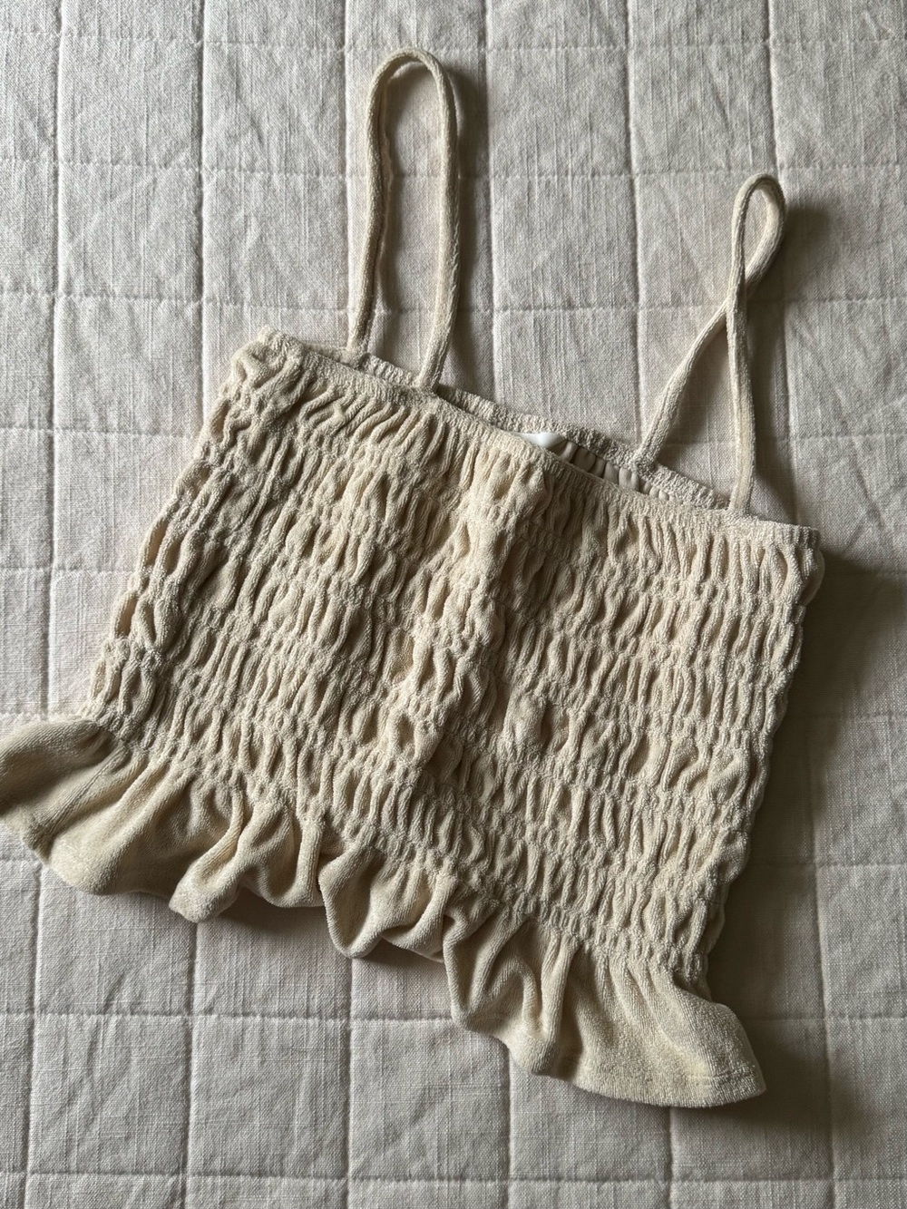H&M Cream Smocked Cami with Thin Straps